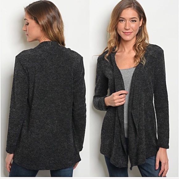 Warm & Gorgeous Charcoal Gray Cardigan Sweater SM - Picture 2 of 4